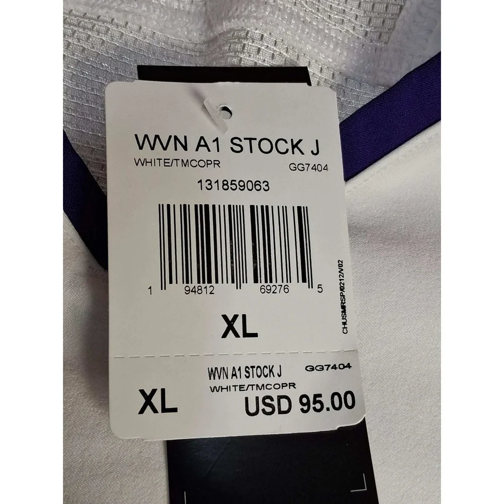 Adidas Football Jersey Adult XL White Purple V Neck‎ Short Sleeve